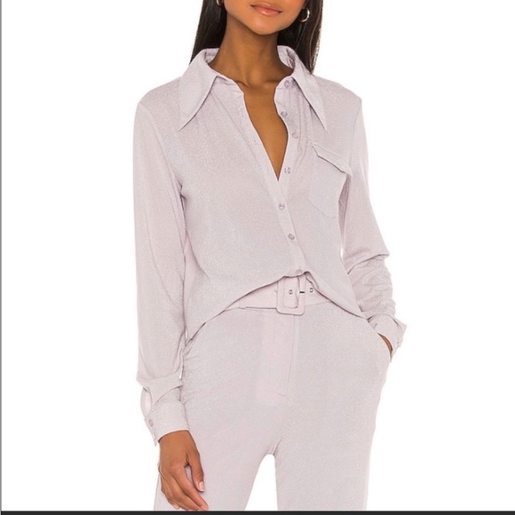 NWOT SONG OF STYLE Revolve Lilac Metallic Top Sz S - Picture 1 of 7